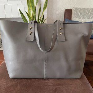 Frame Denim Les Second Large Leather Tote Bag Gray